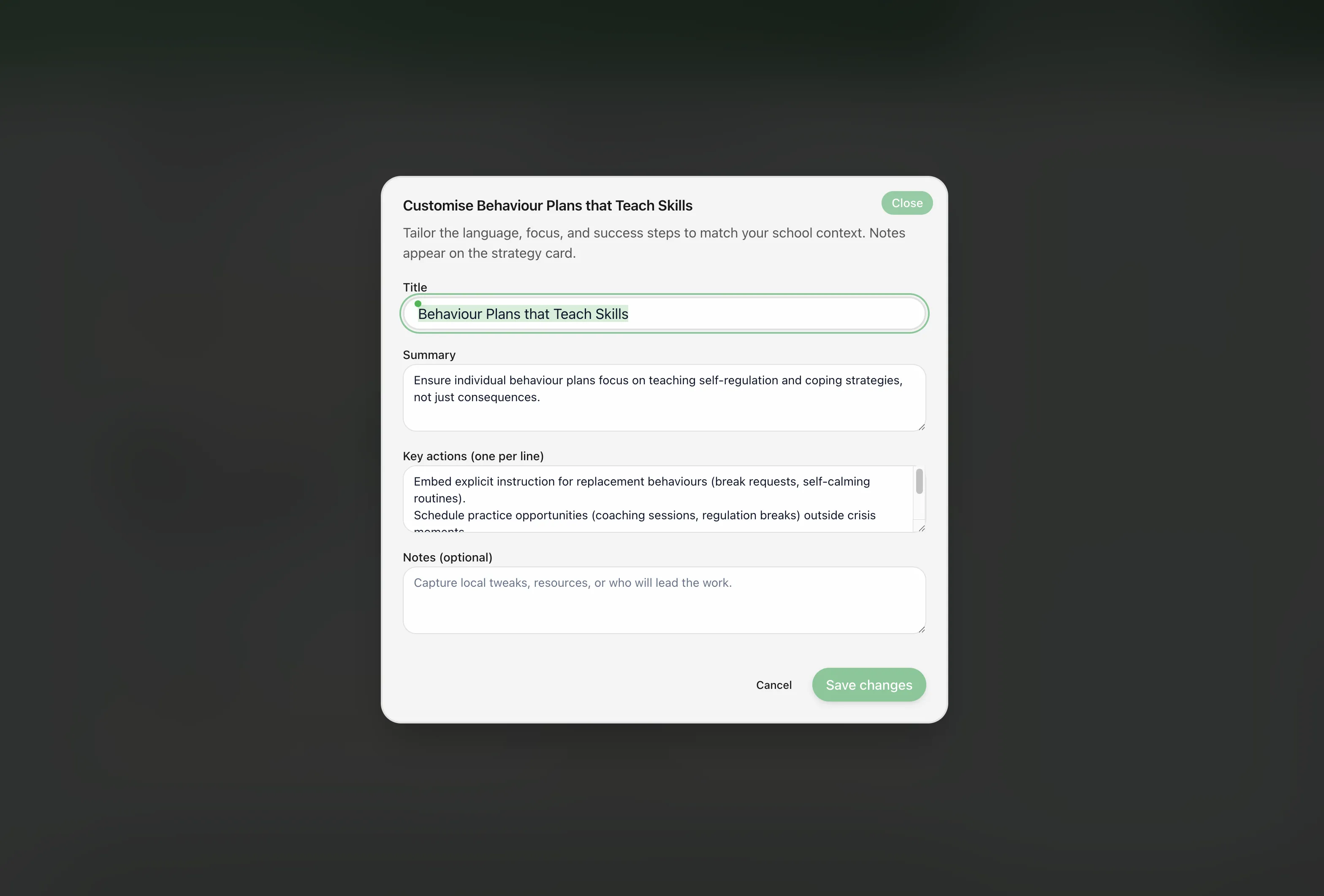 Assign pupils and add notes