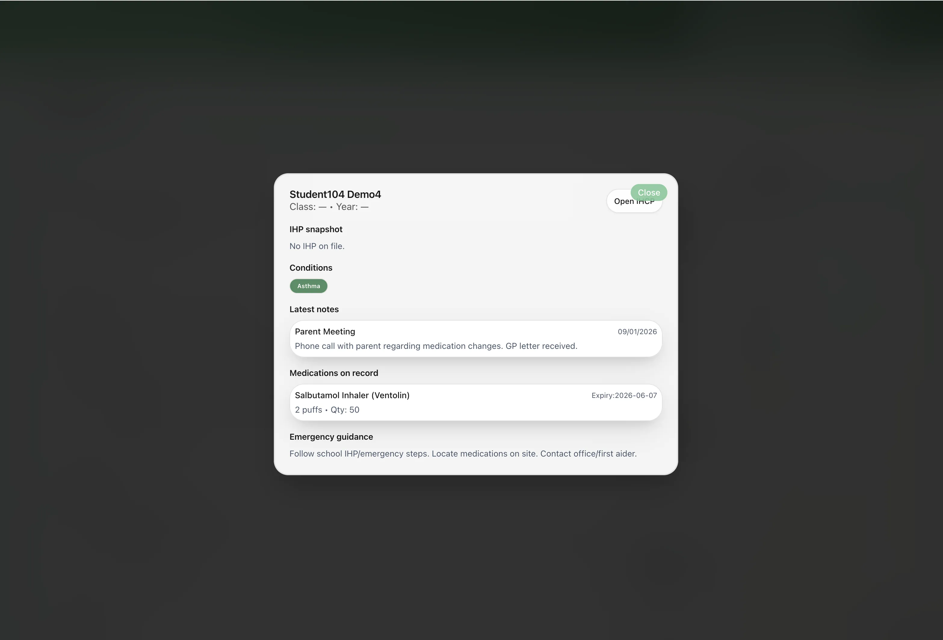 Medical cards with conditions and notes